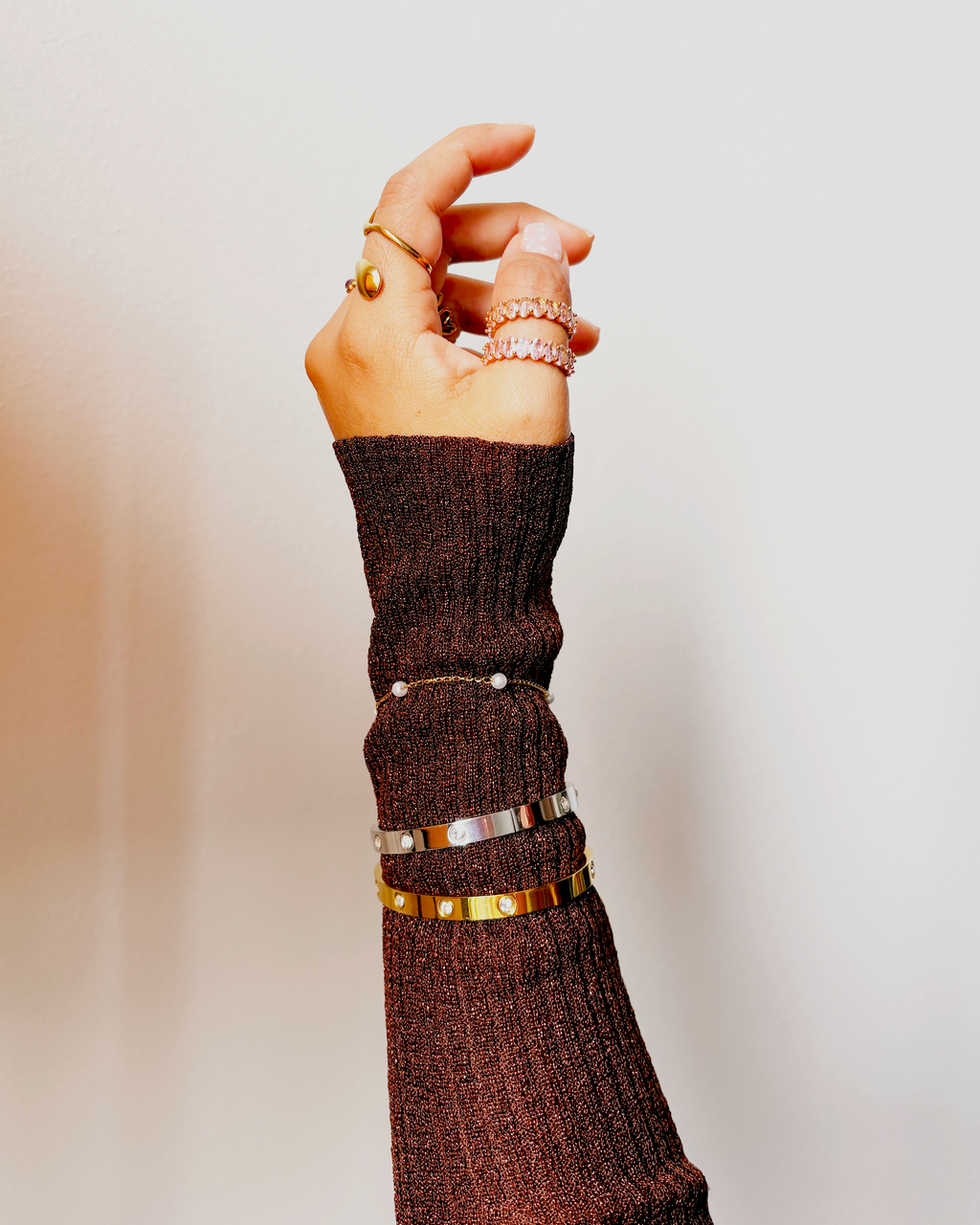 Día – Gold Bracelet with White Zirconia